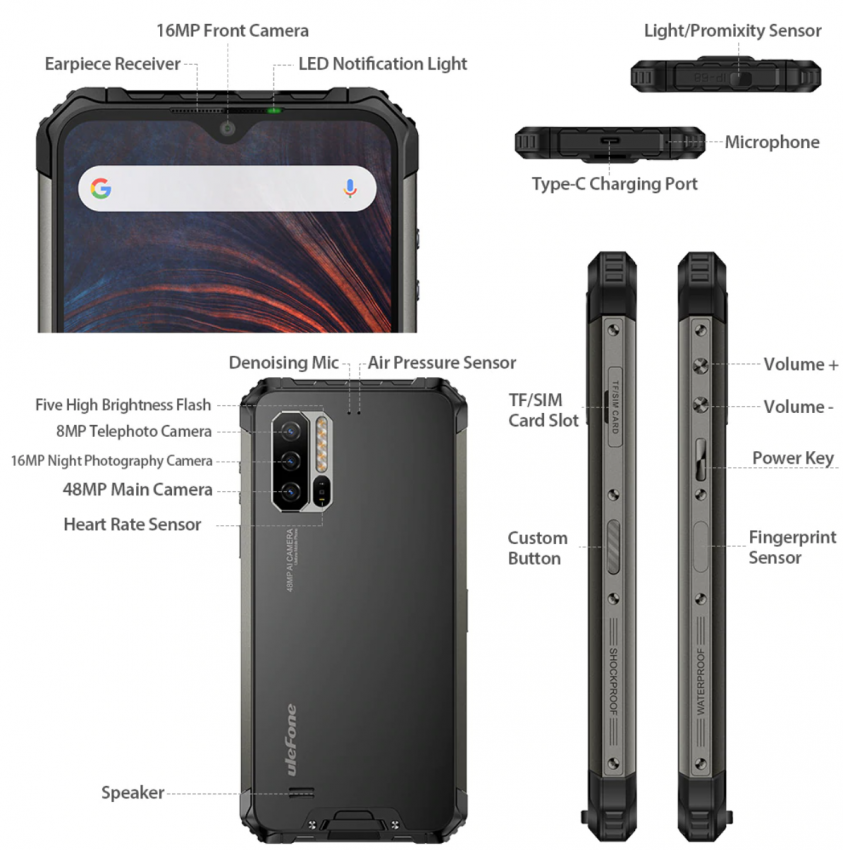 ulefone armor 7e costruzion ergonomia